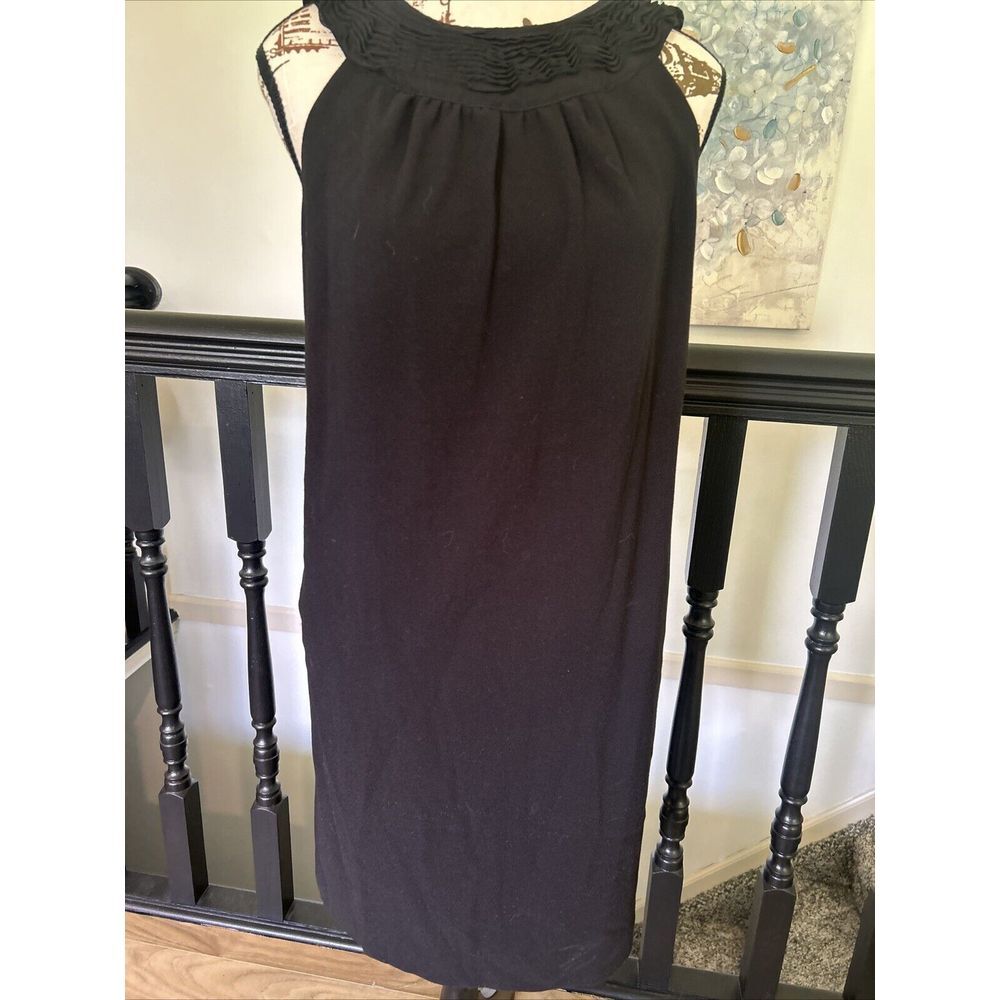 Kensie Shift Dress Womens XS Black Ruffle‎ Neck Sleeveless with pockets